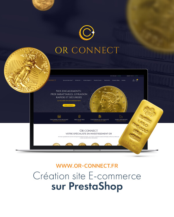 On vous présente le site d'Or Connect, une boutique en ligne spécialisée dans l'achat et la vente d'or et d'argent 🪙