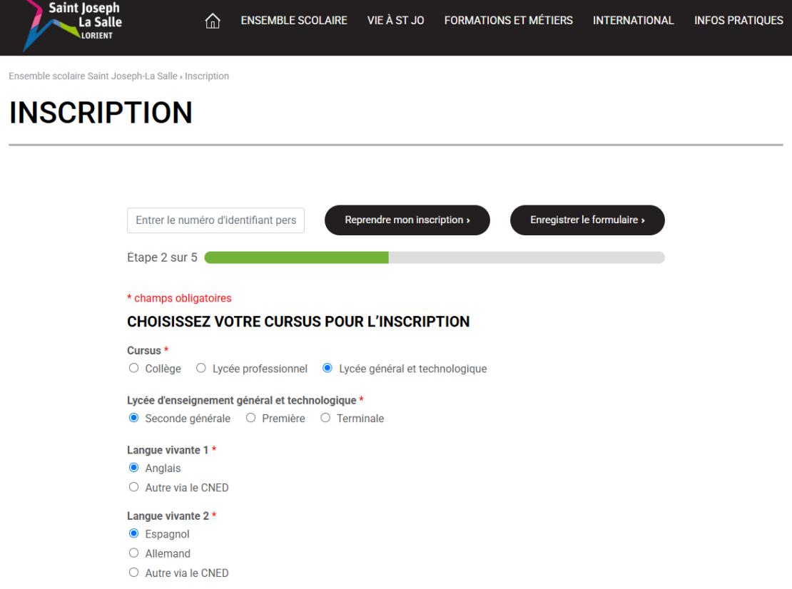Interface d'inscription scolaire en ligne sur WordPress