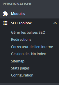 Contenu du module DMU SEO ToolBox